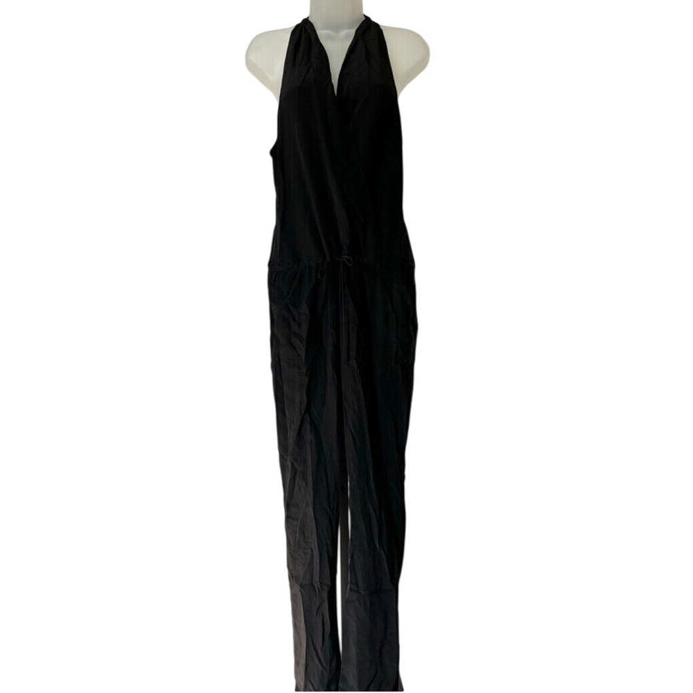 Rory Beca Black 100% Silk Halter Jumpsuit Sz S Minimalist‎ Natural Fibers Chic